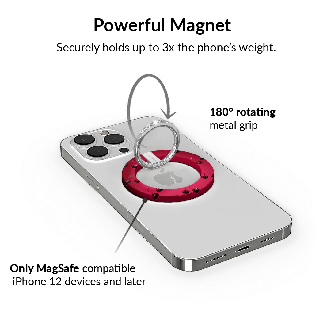 Black Cherry Crystal MagSafe Grip Ring - Image 3