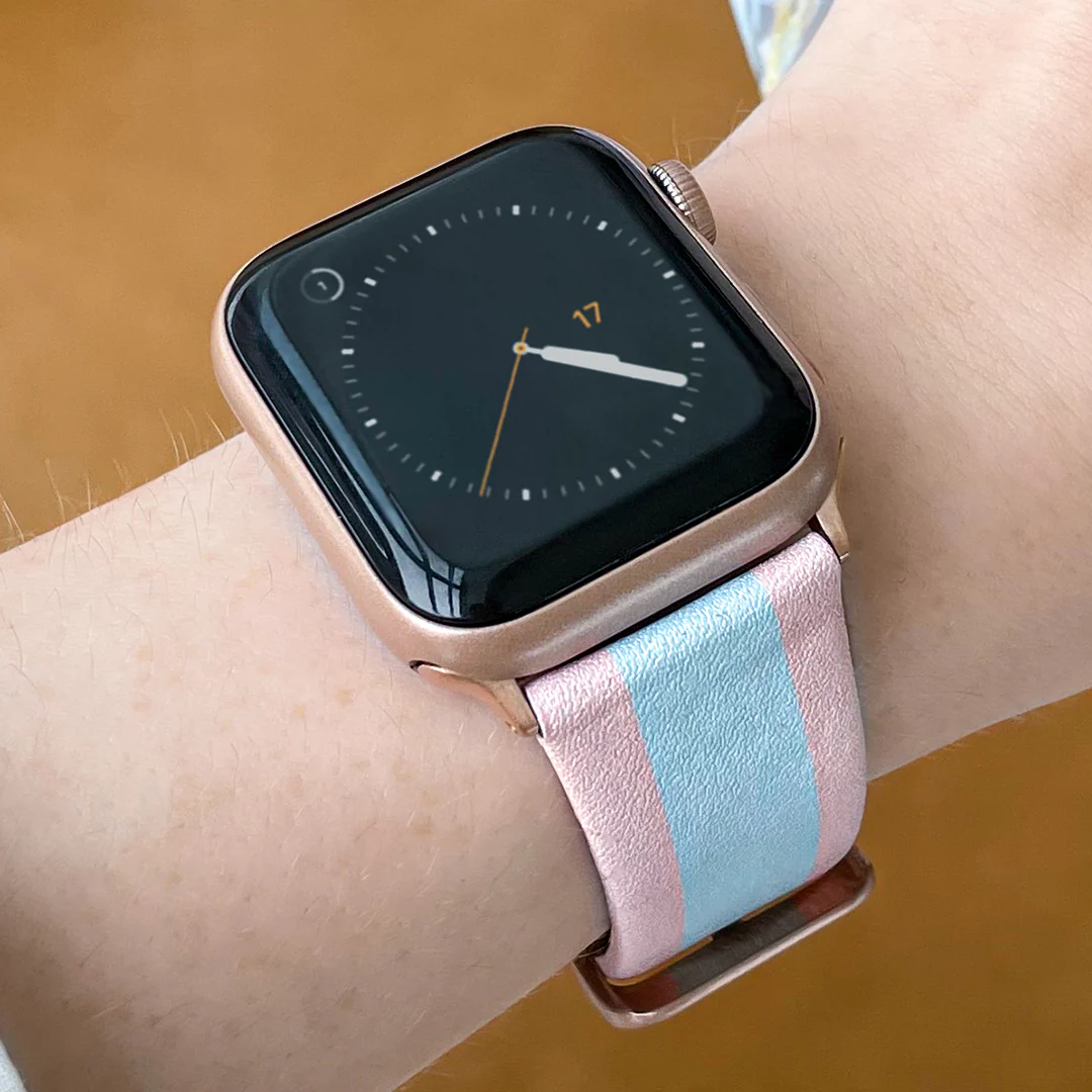 Pink & Blue Stripes Apple Watch Band - Image 8
