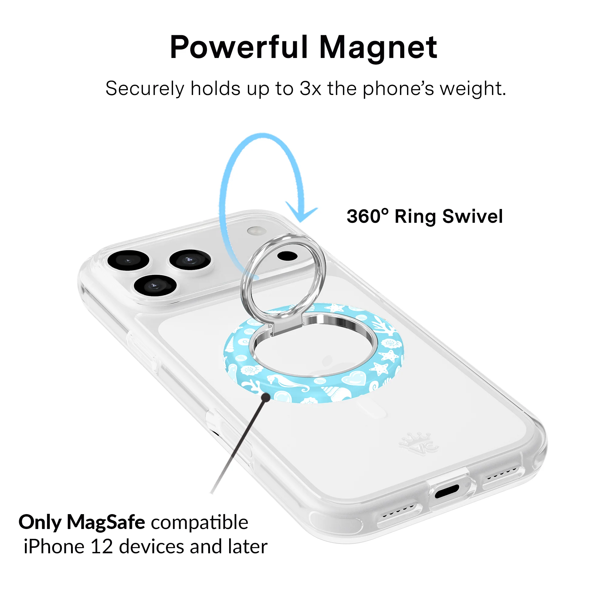 Aquamarine Holo MagSafe Grip Ring - Image 2