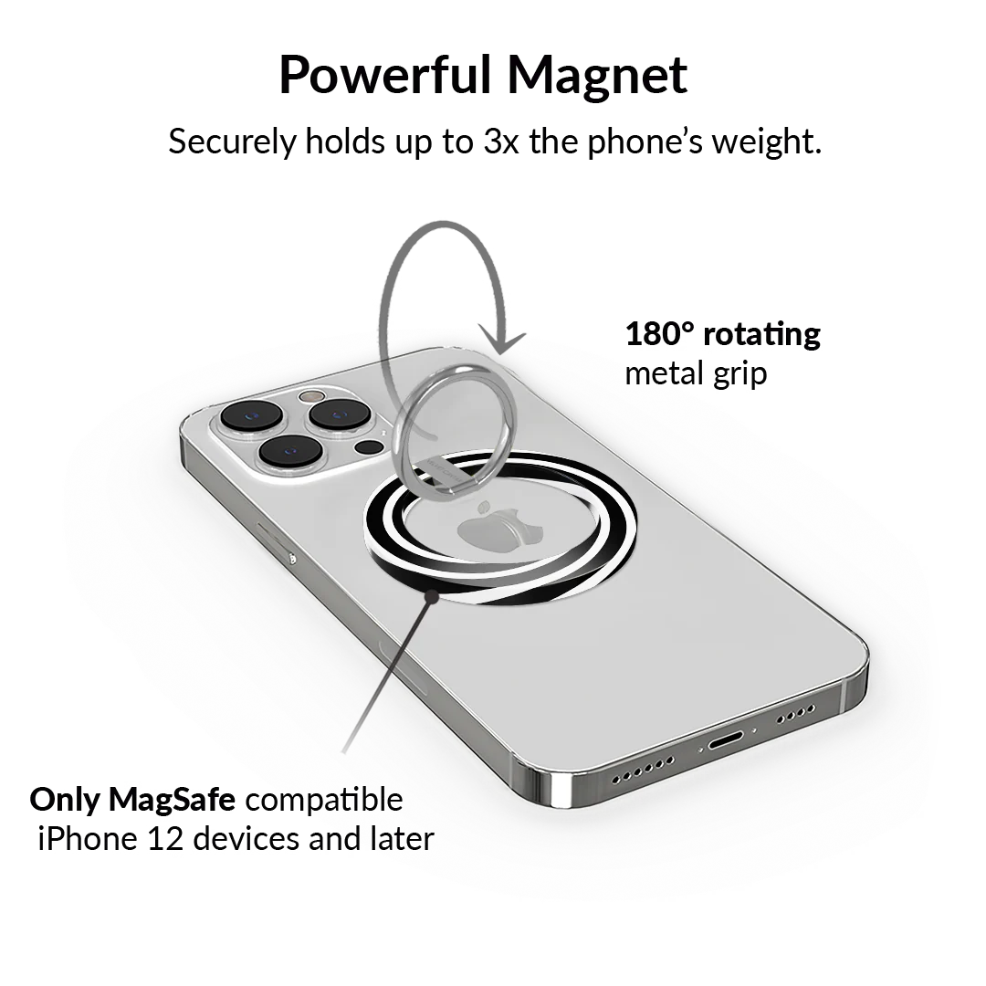 Black & White Swirls MagSafe Grip Ring - Image 3