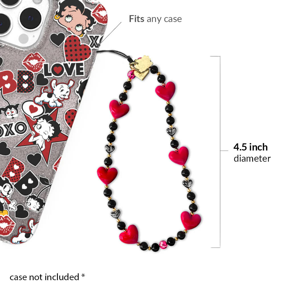 Betty Boop Black Heart Phone Charm - Image 3