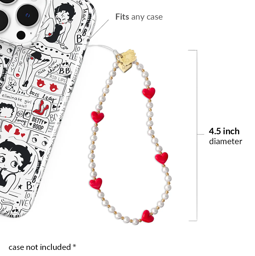 Betty Boop Pearl Heart Phone Charm - Image 3