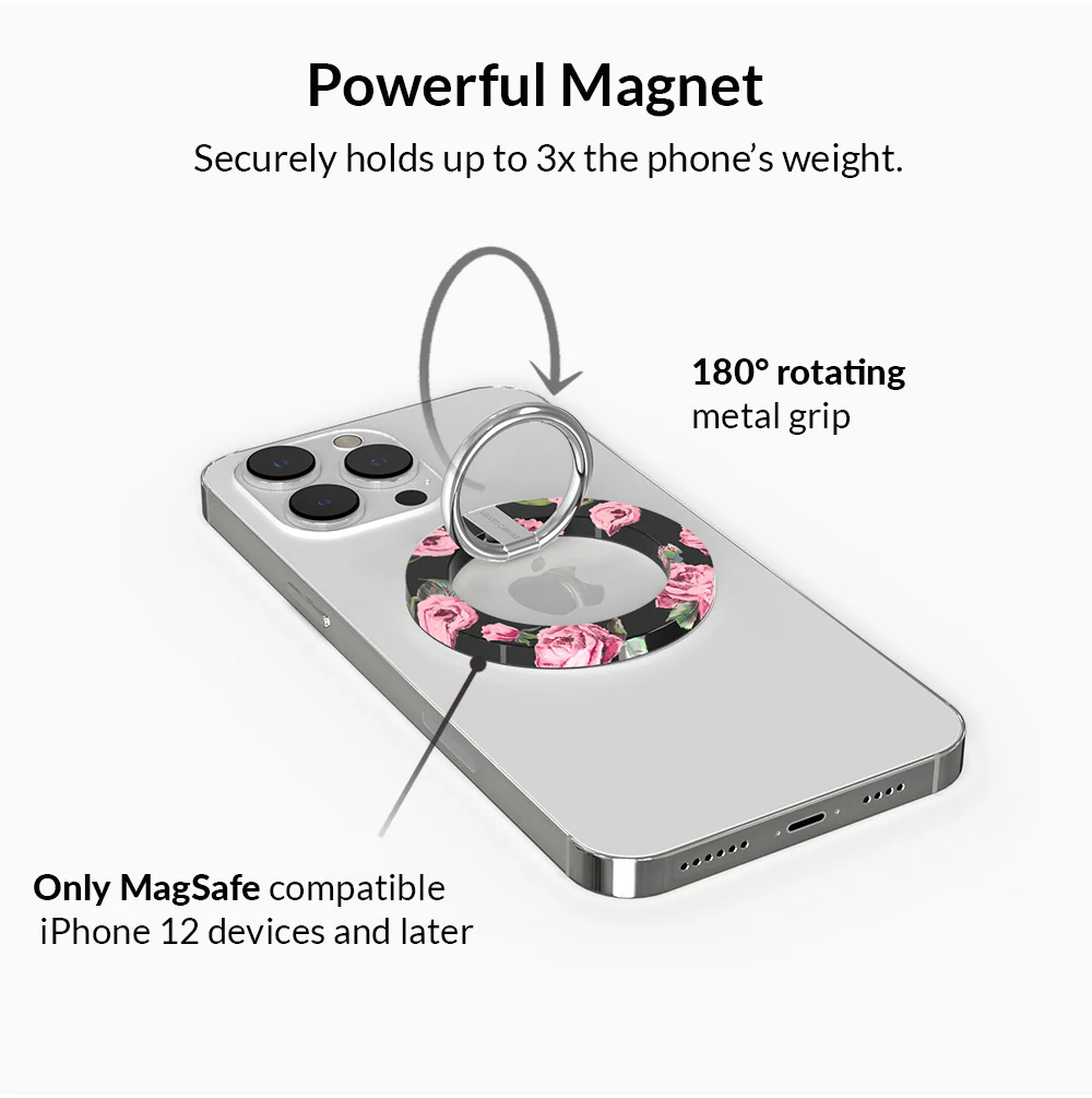 Pink Rose Floral MagSafe Grip Ring - Image 3