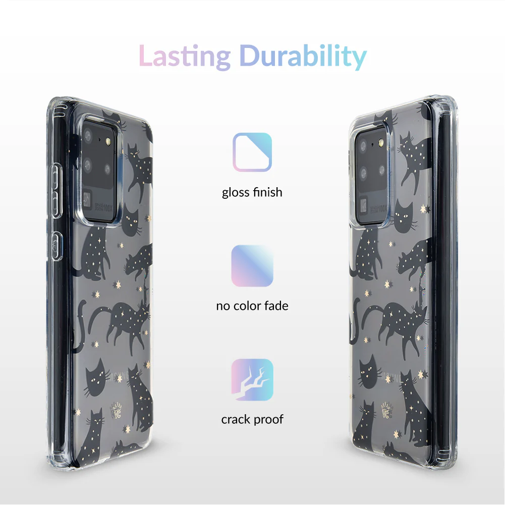 Black Cat Clear Samsung Galaxy Case - Image 52