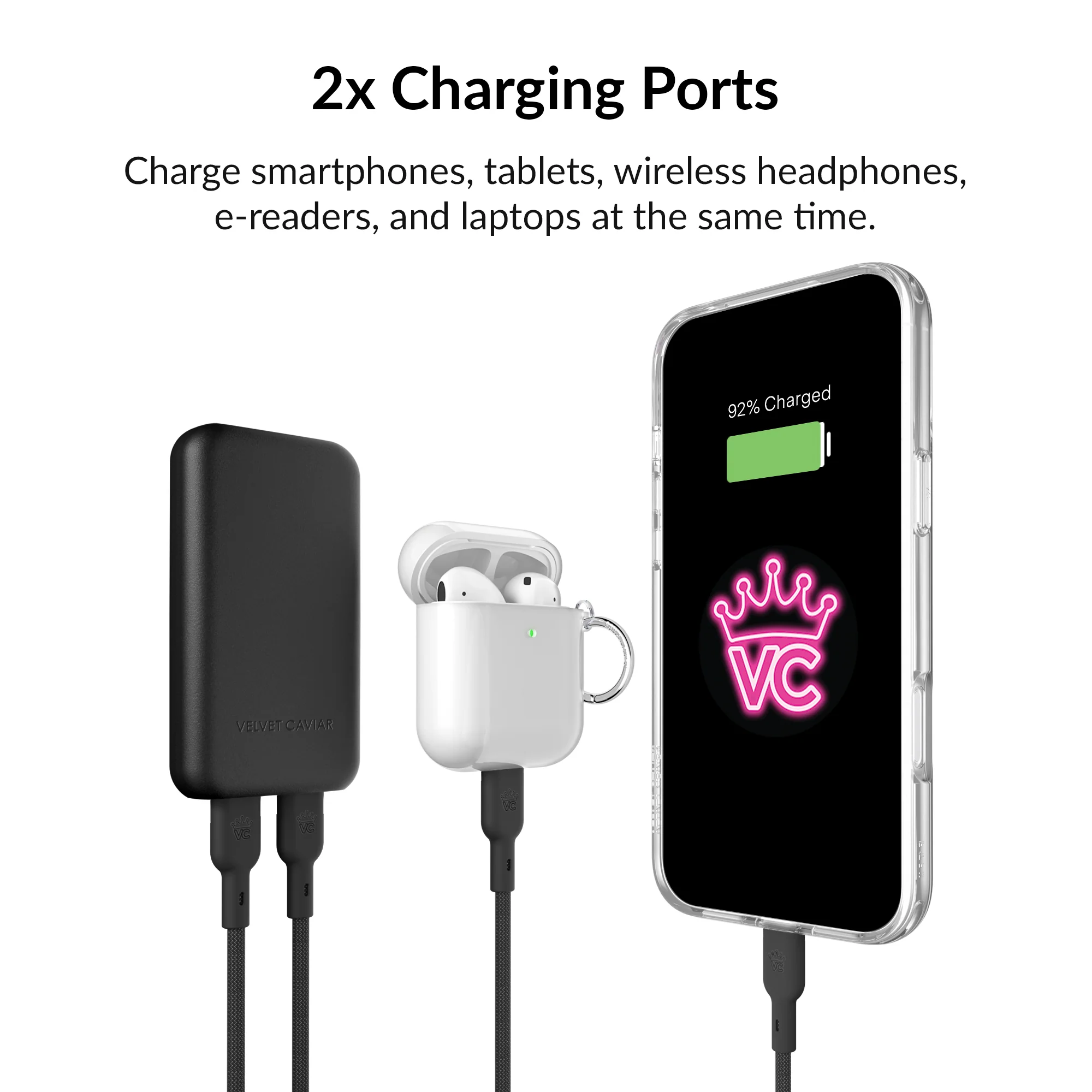 Black Fast Charging Set, Dual Port Wall Adapter + 6ft USB-C Cable - Image 6