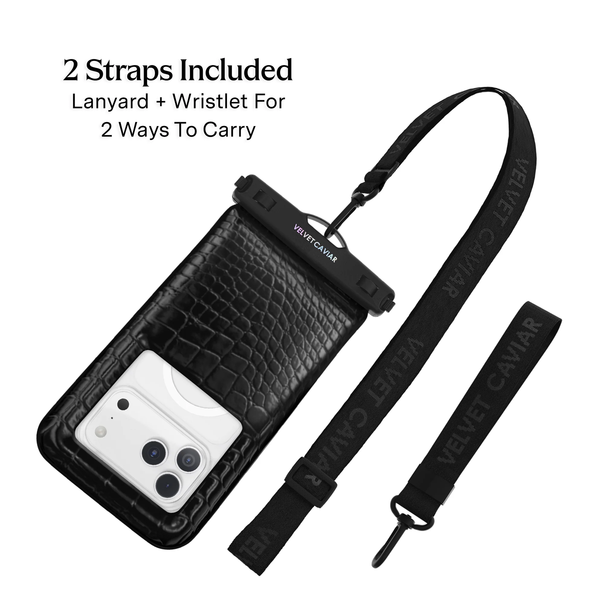Black Croc Waterproof Floating Phone Pouch - Image 4