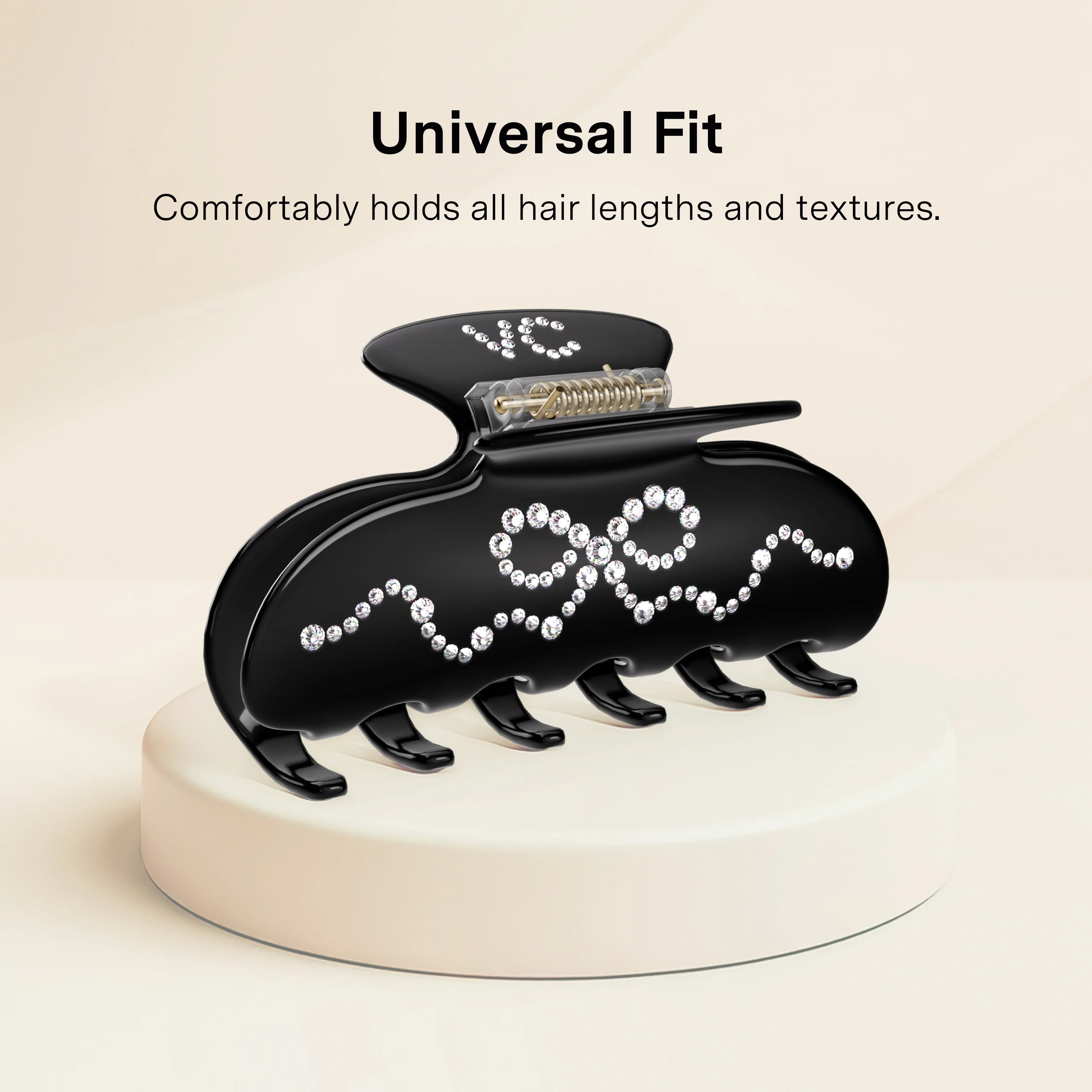 Black Crystal Bow Hair Clip - Image 3