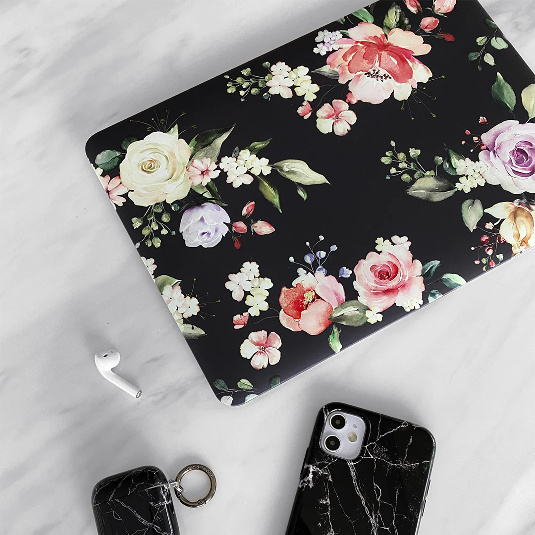 Black Floral MacBook Case - Image 2