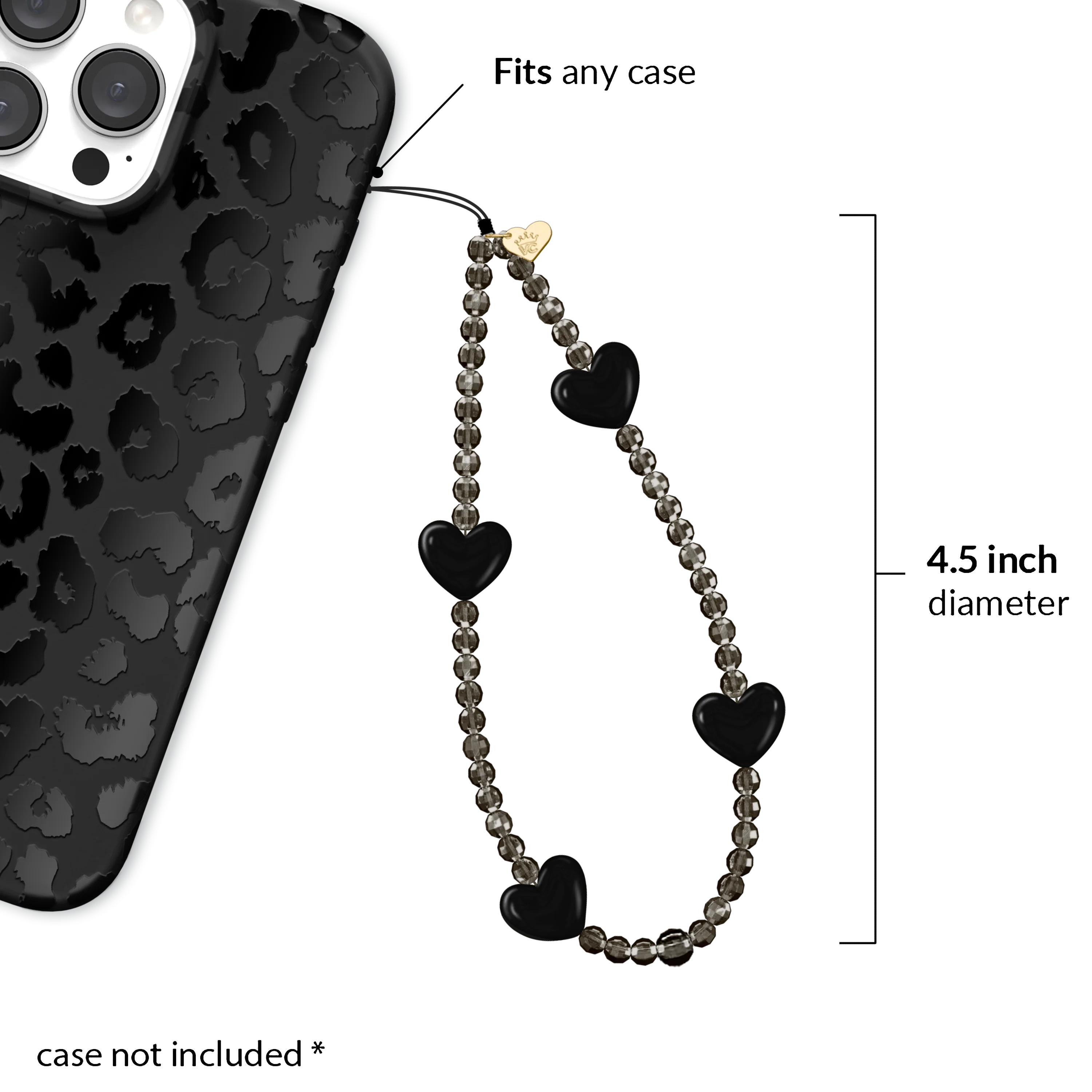 Black Heart Phone Charm - Image 3