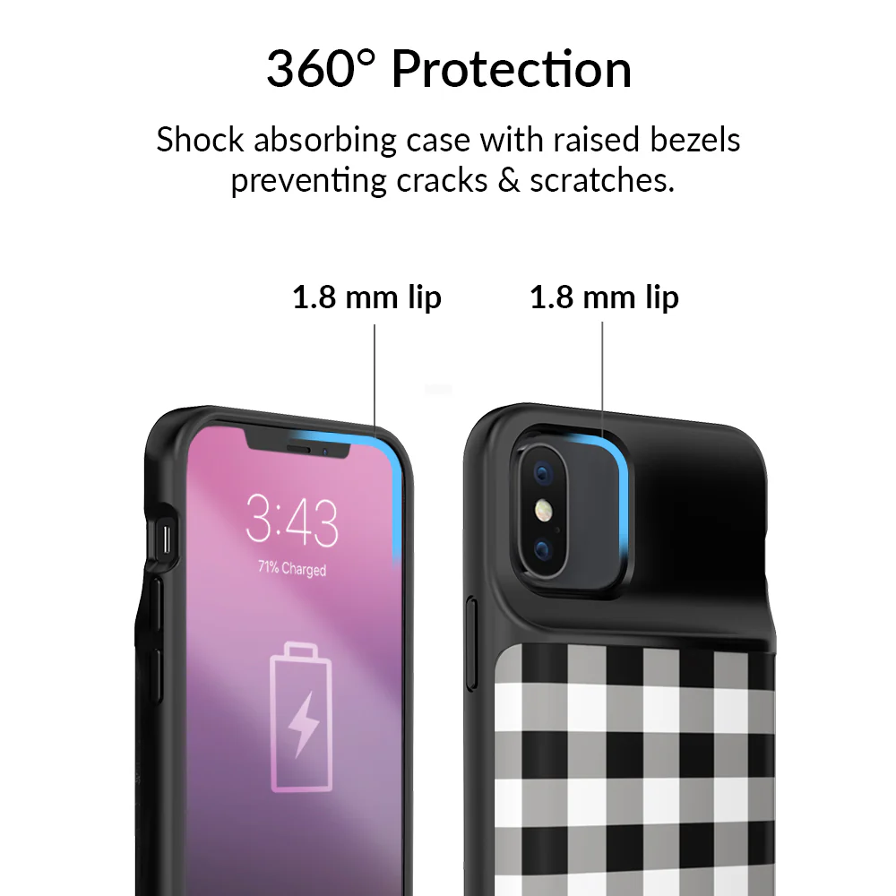 Black Gingham iPhone Charging Case - Image 12