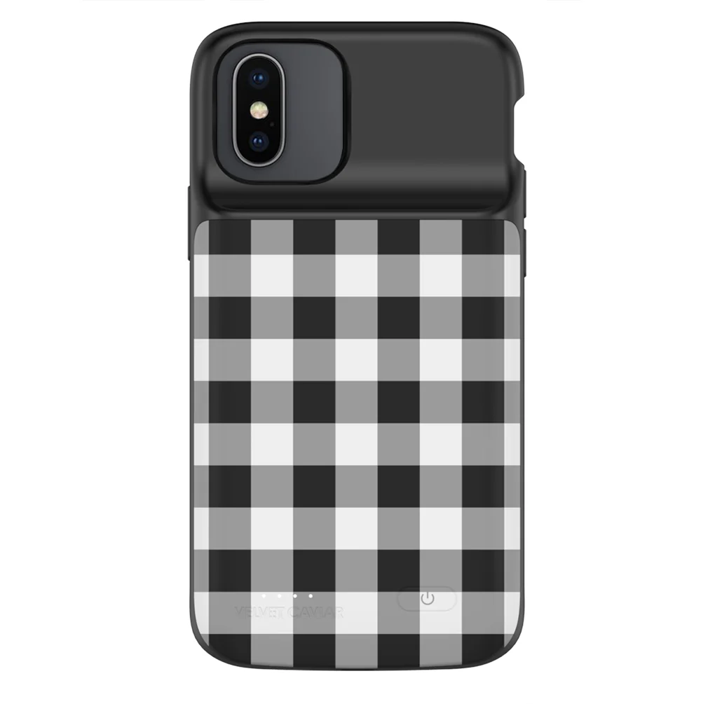 Black Gingham iPhone Charging Case - Image 15