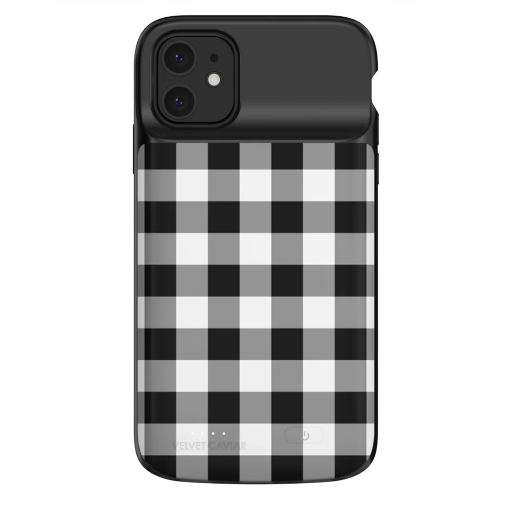 Black Gingham iPhone Charging Case - Image 22