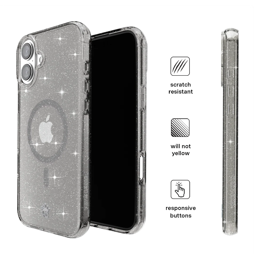 Grey Stardust Glitter iPhone Case - Image 131