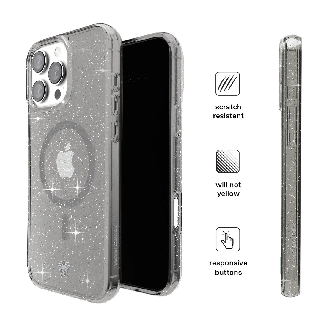 Grey Stardust Glitter iPhone Case - Image 136