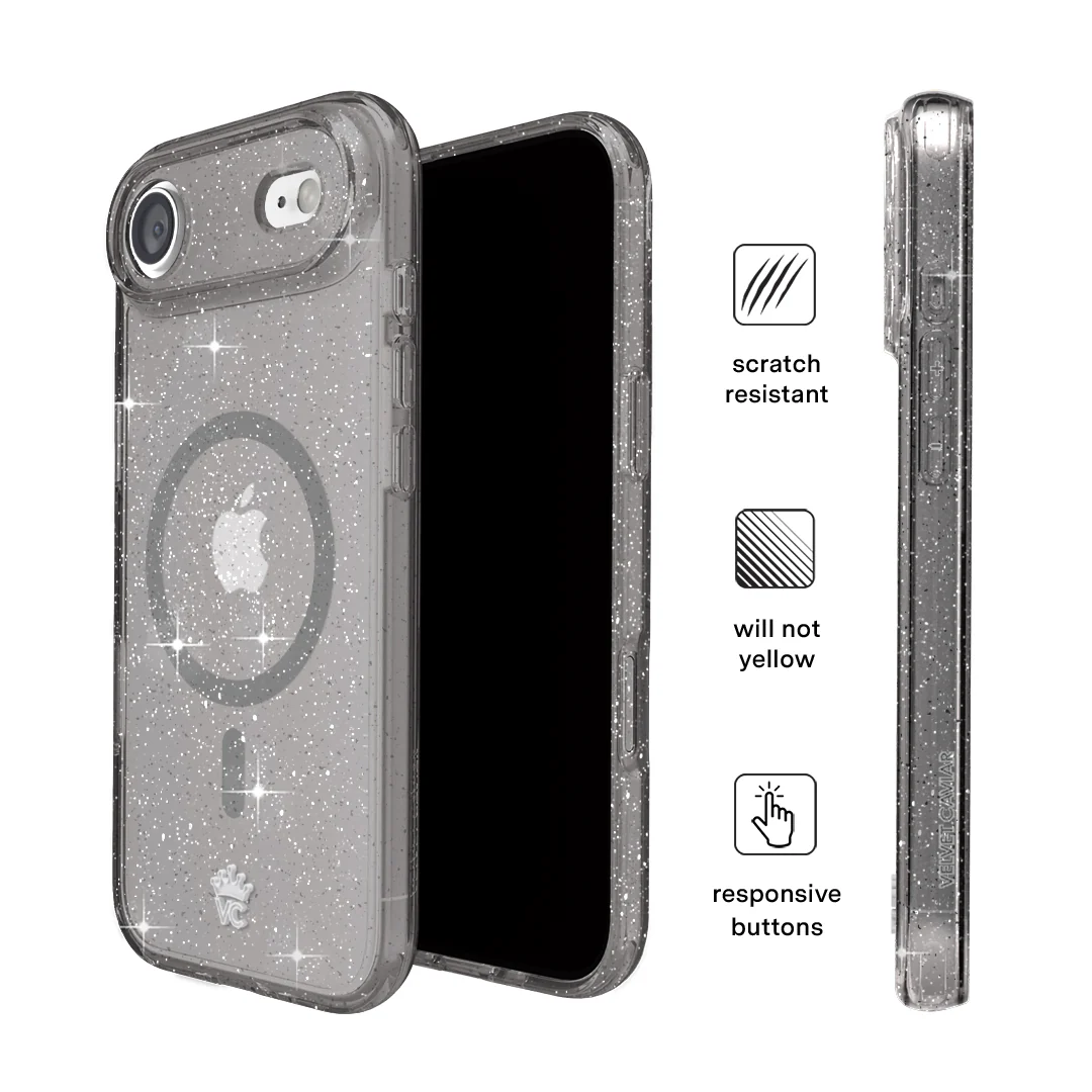Grey Stardust Glitter iPhone Case - Image 151