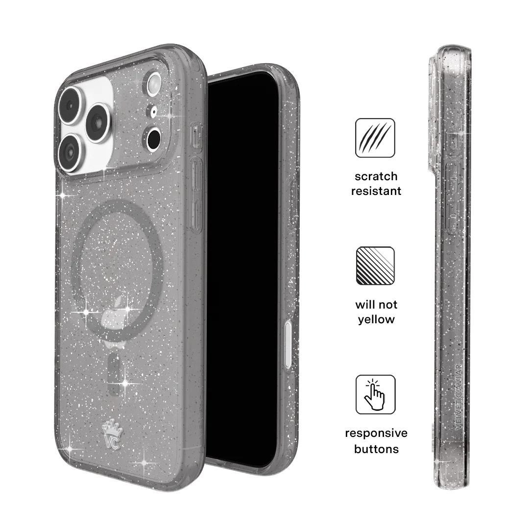 Grey Stardust Glitter iPhone Case - Image 156
