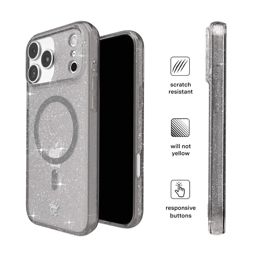Grey Stardust Glitter iPhone Case - Image 161