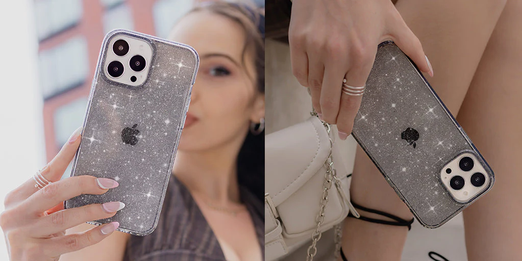 Grey Stardust Glitter iPhone Case - Image 66