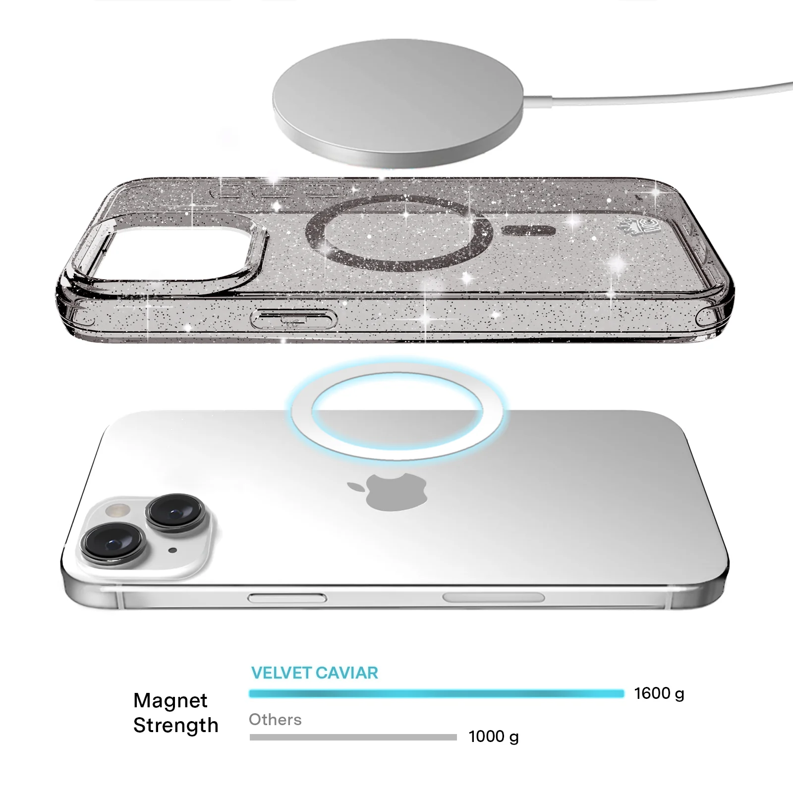 Grey Stardust Glitter iPhone Case - Image 88