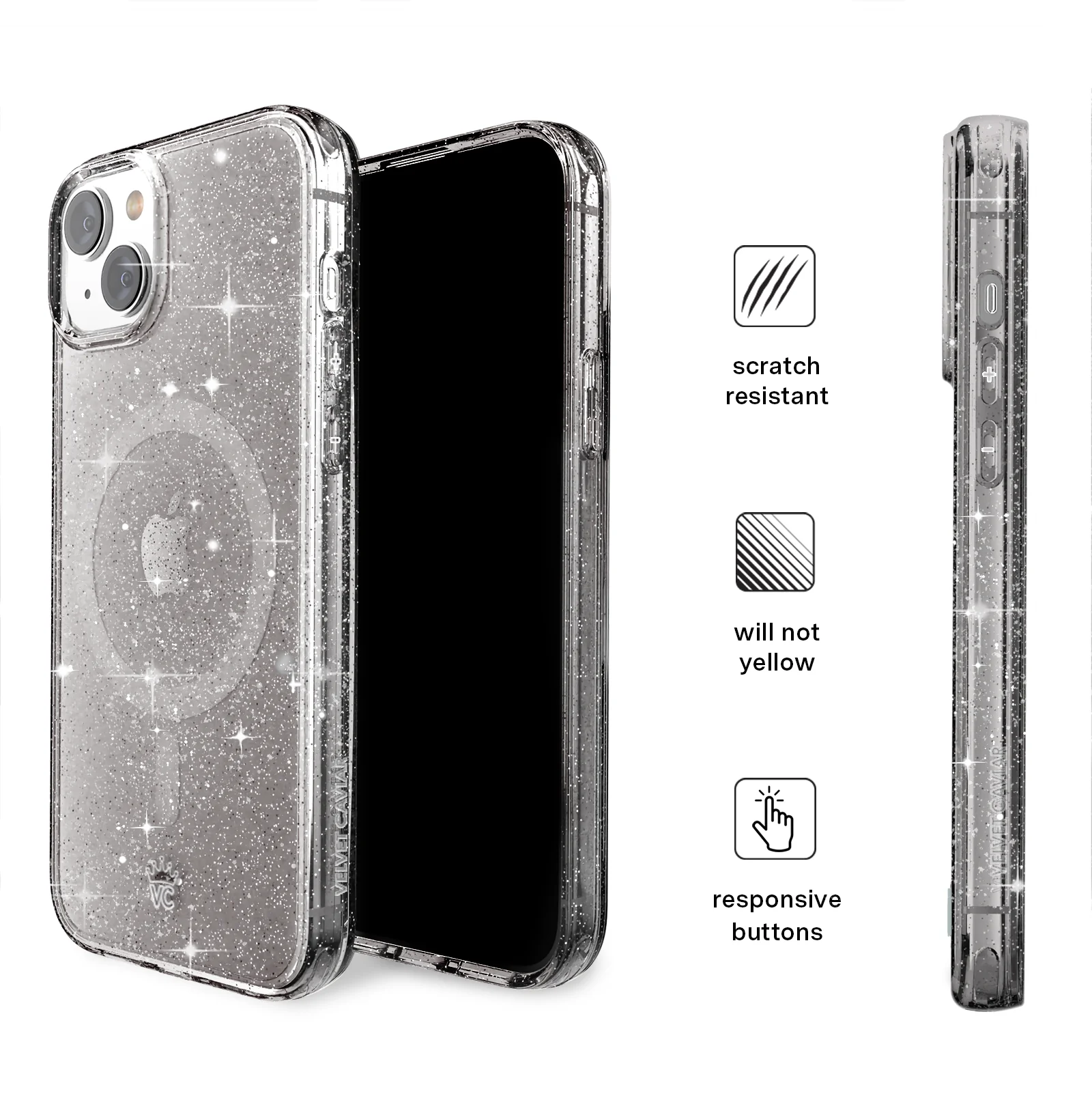 Grey Stardust Glitter iPhone Case - Image 90