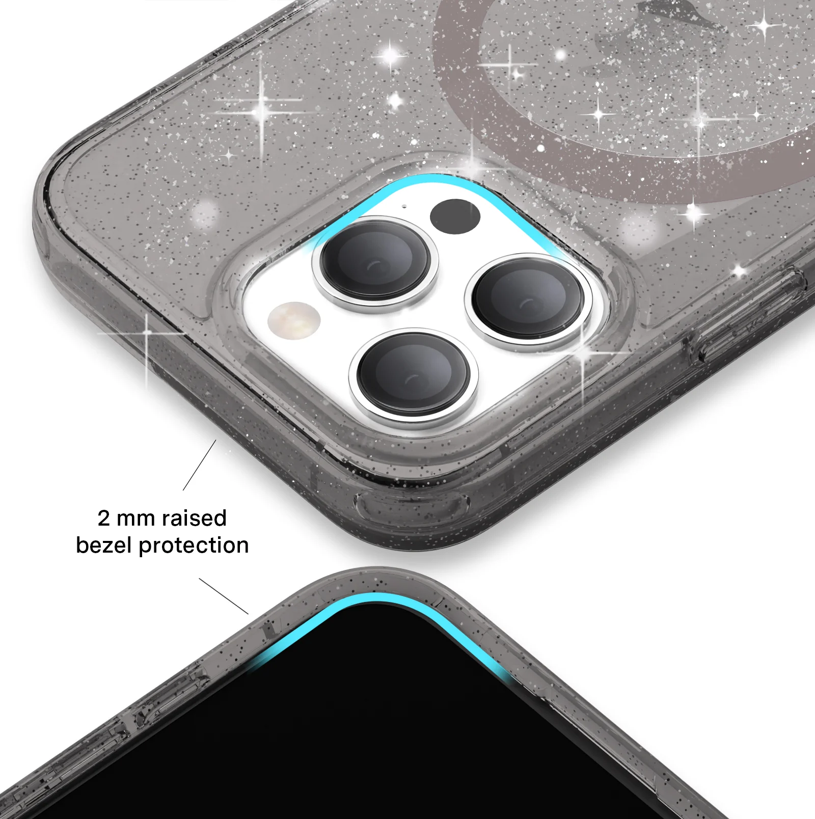 Grey Stardust Glitter iPhone Case - Image 93