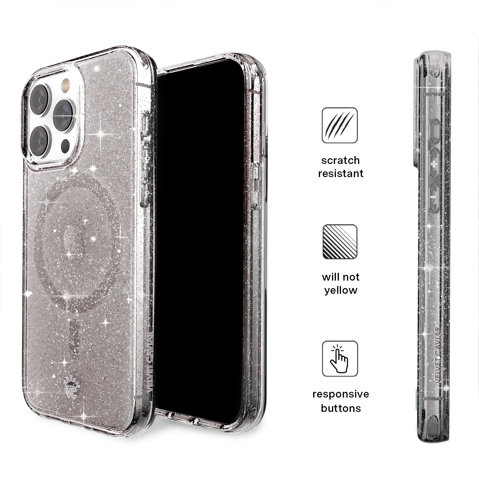 Grey Stardust Glitter iPhone Case - Image 96