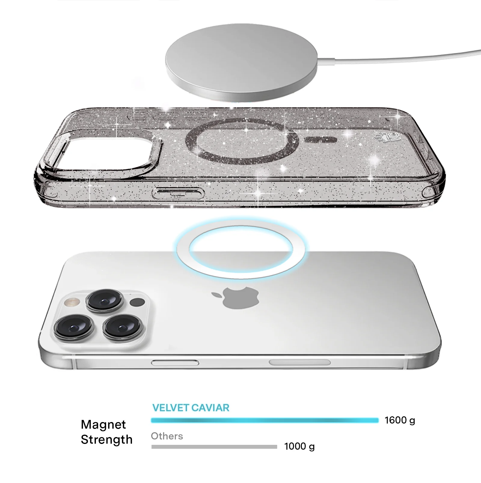 Grey Stardust Glitter iPhone Case - Image 99
