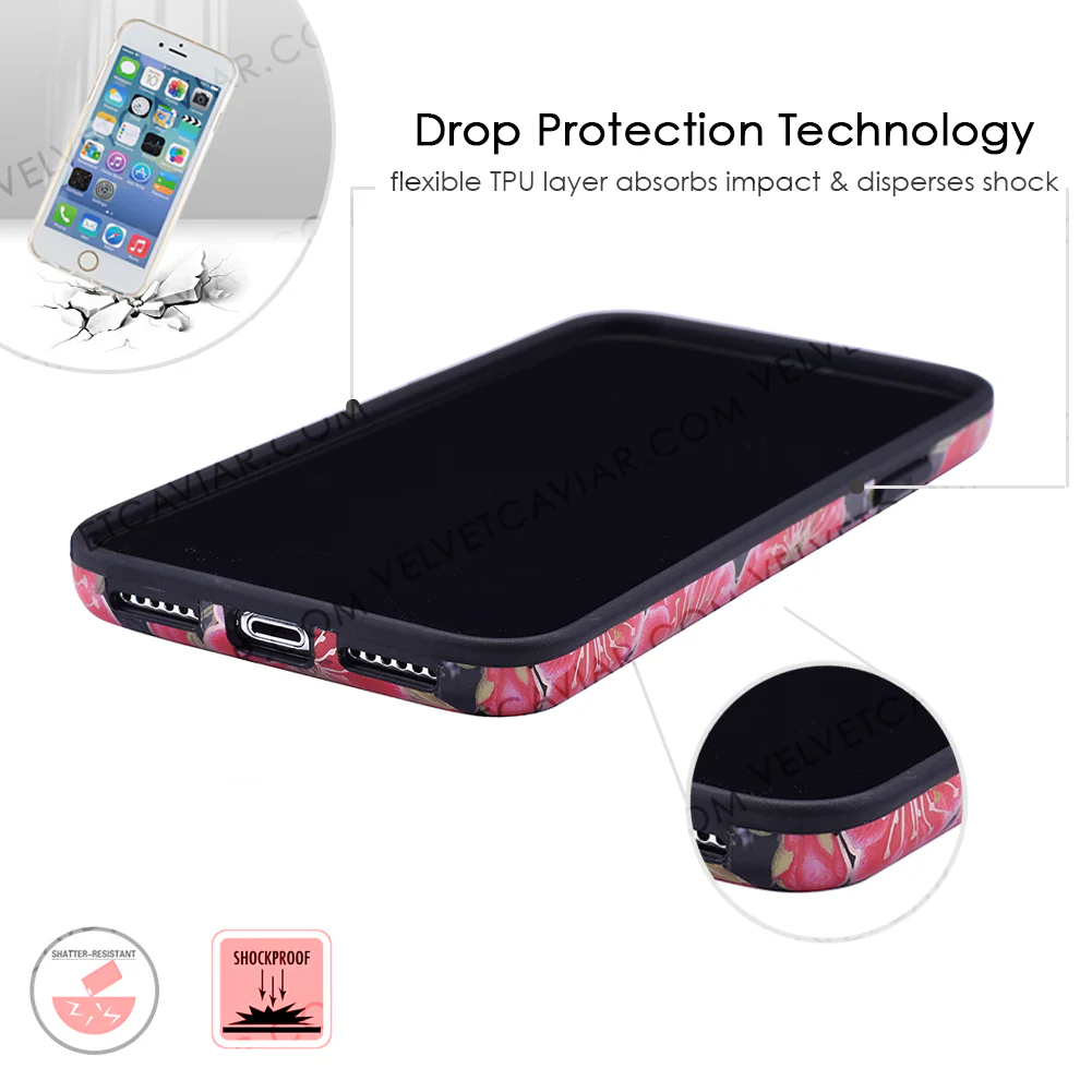 Black Hibiscus Rose Gold Chrome Floral iPhone Case - Image 11