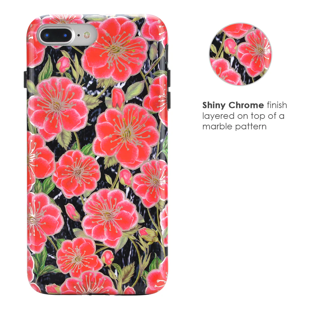 Black Hibiscus Rose Gold Chrome Floral iPhone Case - Image 18