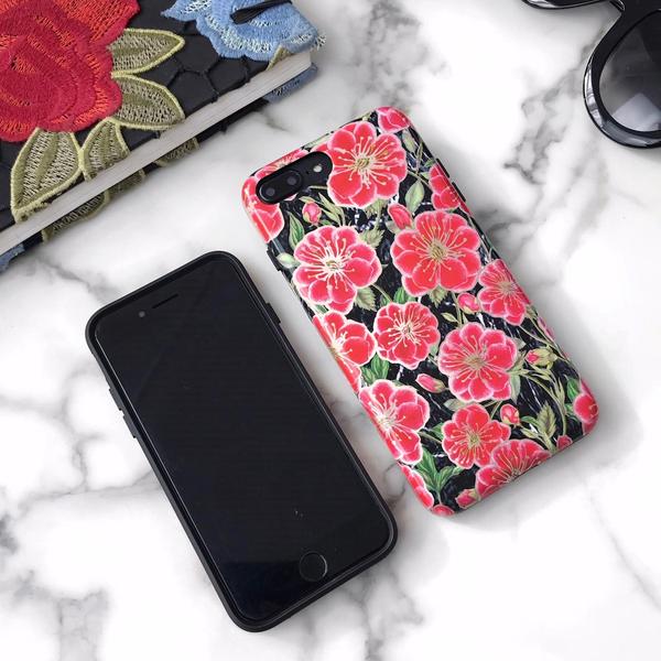 Black Hibiscus Rose Gold Chrome Floral iPhone Case - Image 20