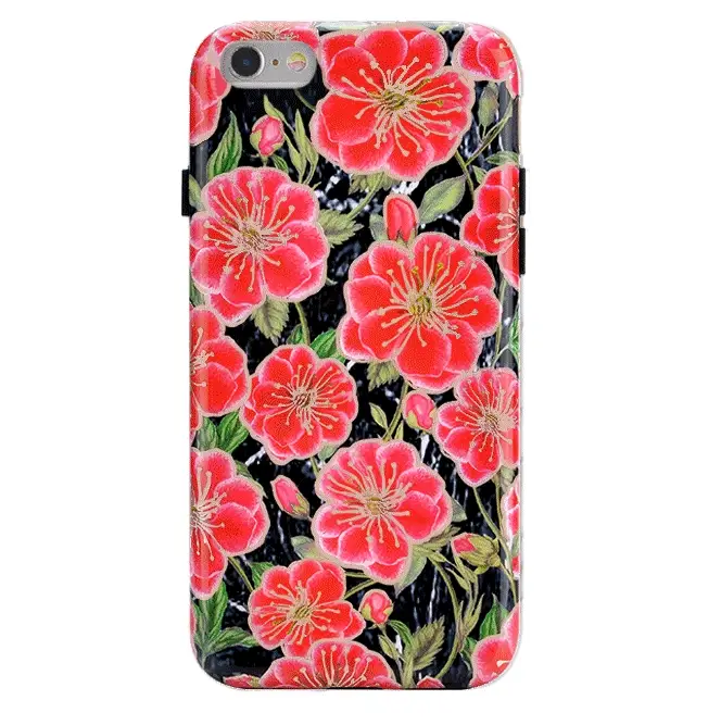 Black Hibiscus Rose Gold Chrome Floral iPhone Case - Image 31