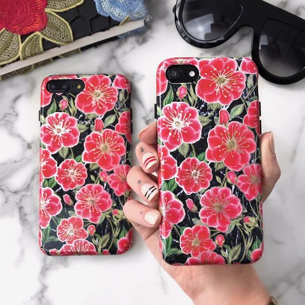 Black Hibiscus Rose Gold Chrome Floral iPhone Case - Image 32