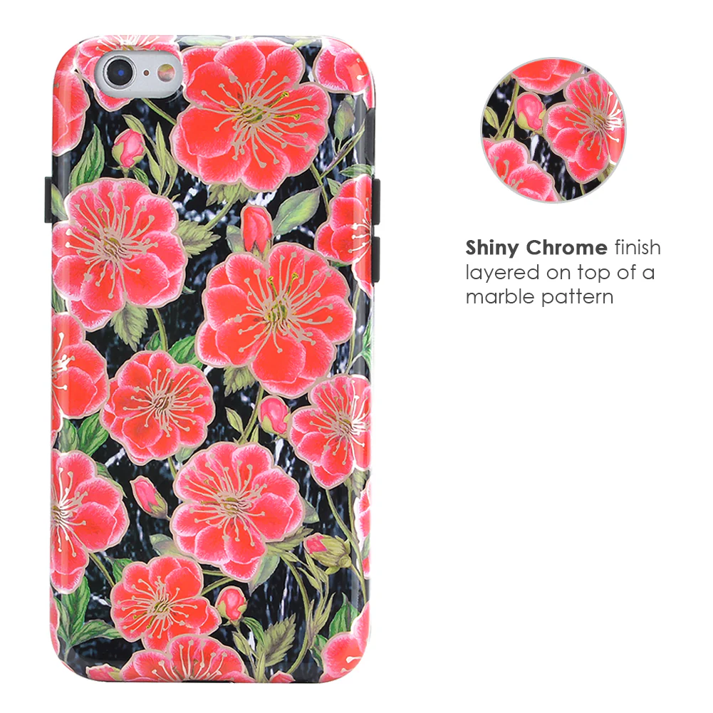 Black Hibiscus Rose Gold Chrome Floral iPhone Case - Image 36