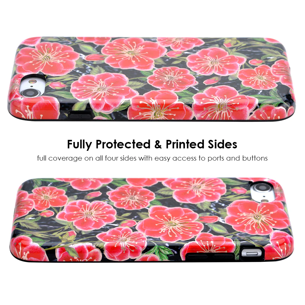 Black Hibiscus Rose Gold Chrome Floral iPhone Case - Image 4