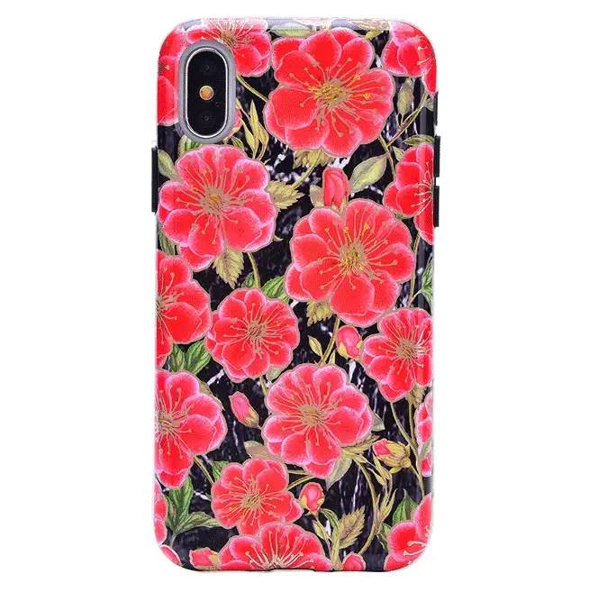 Black Hibiscus Rose Gold Chrome Floral iPhone Case - Image 7