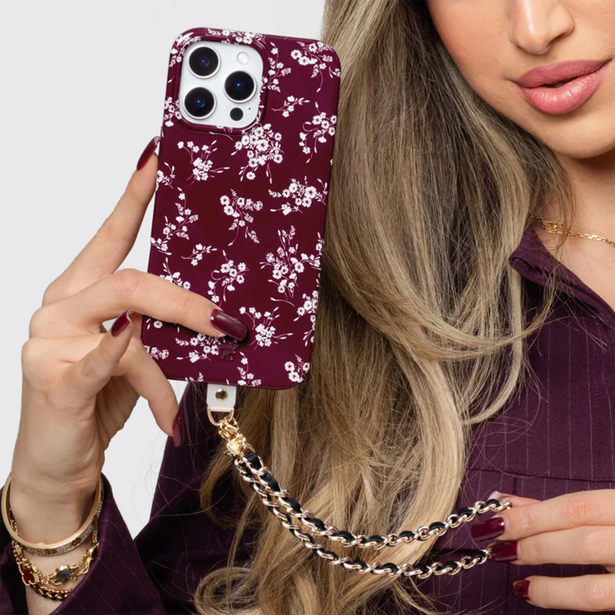 Black Leather Chain Phone Charm - Image 2
