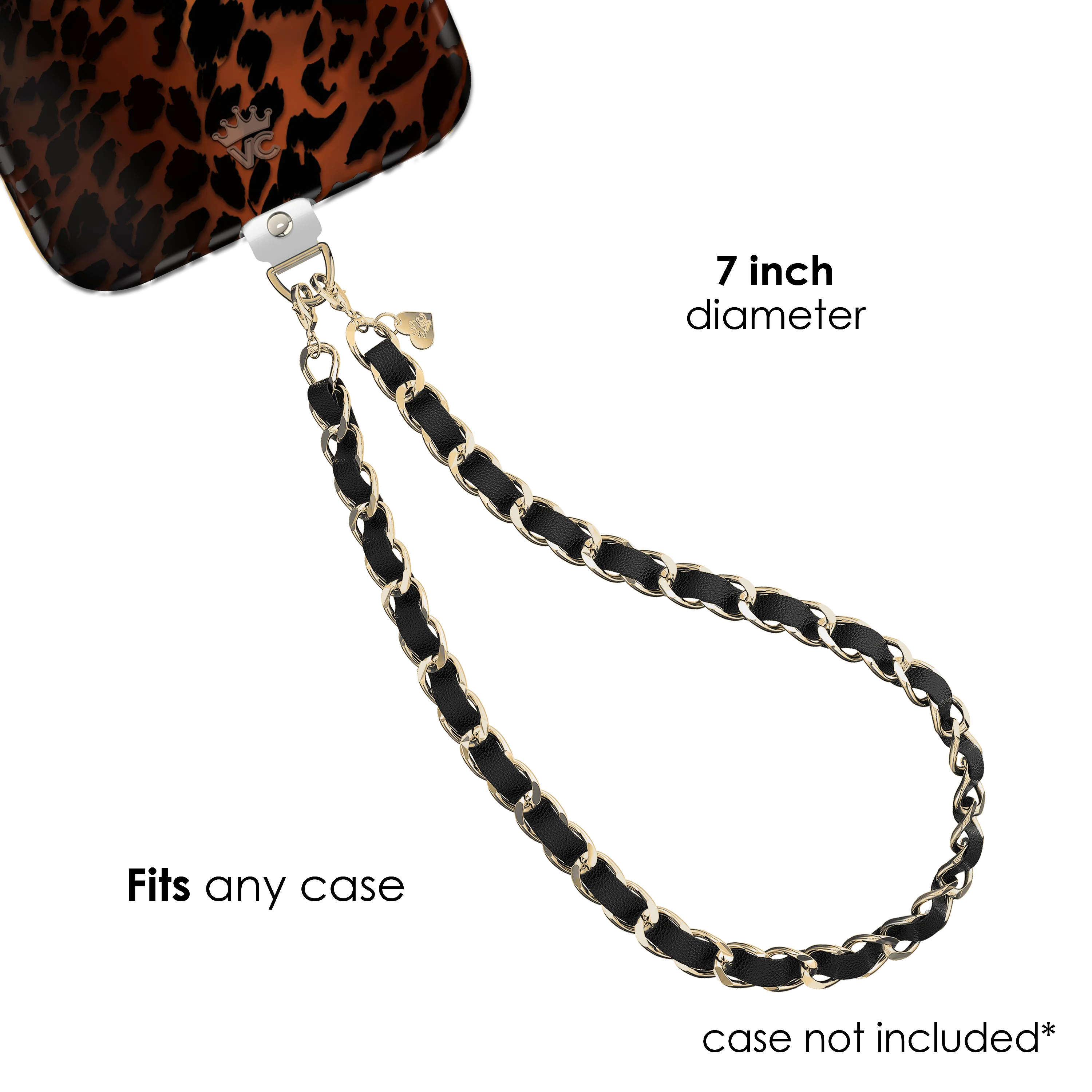Black Leather Chain Phone Charm - Image 3