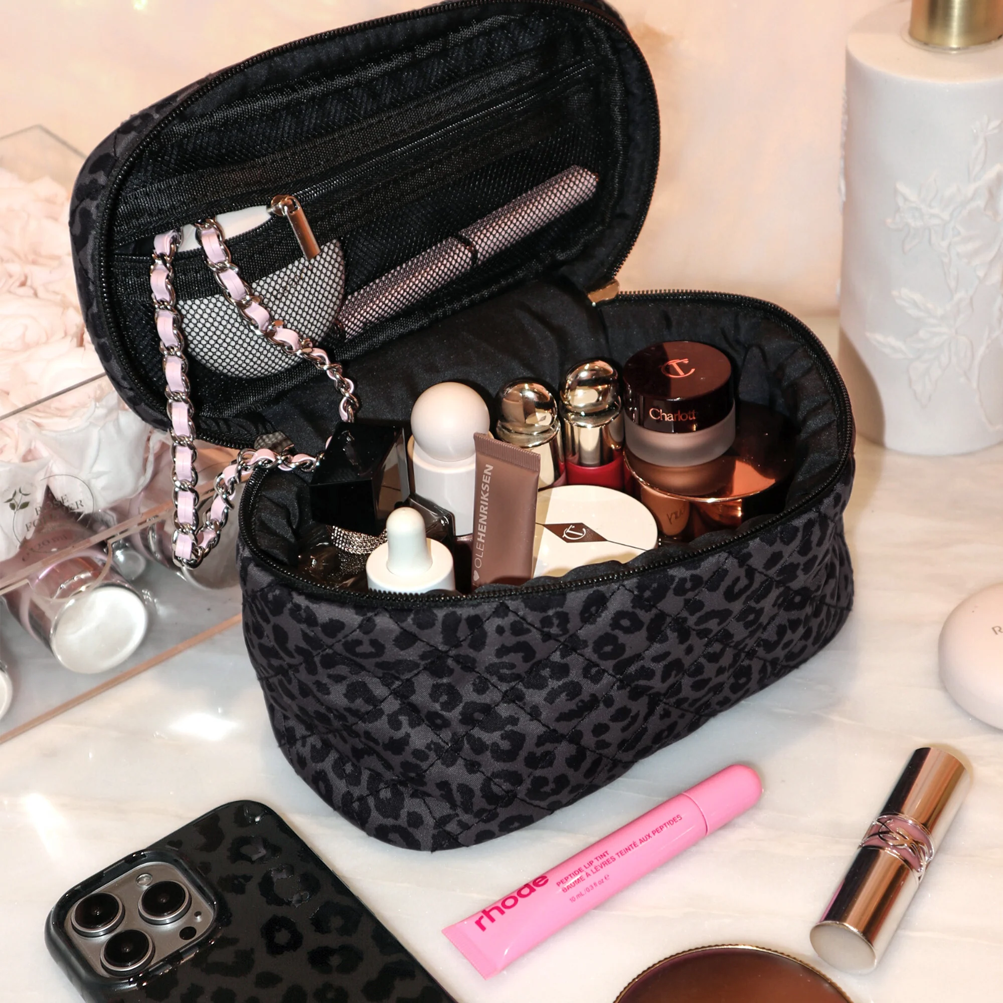 Black Leopard Vanity Bag - Image 2