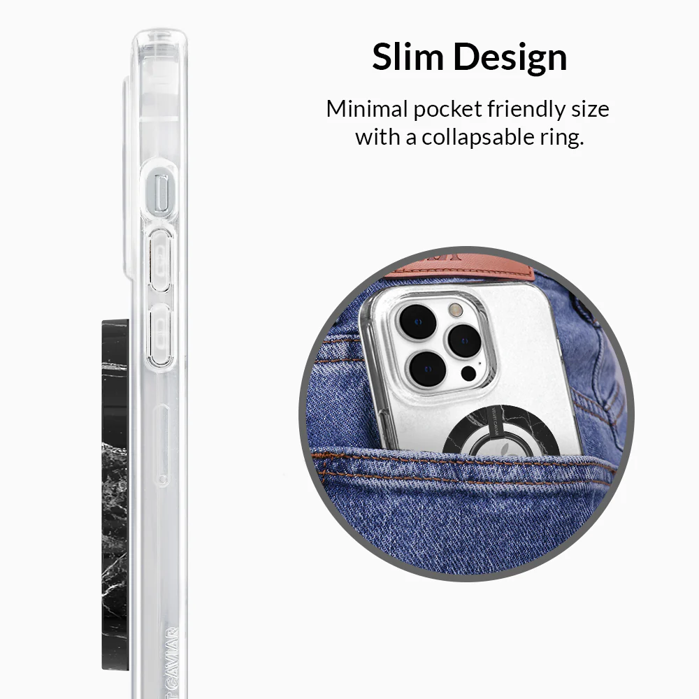 Black Marble MagSafe Grip Ring - Image 4