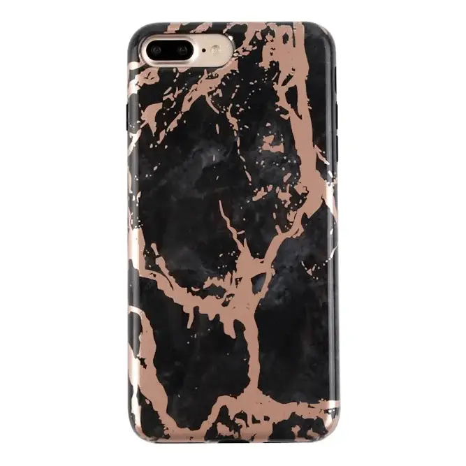 Black Marble Rose Gold Chrome iPhone Case - Image 19