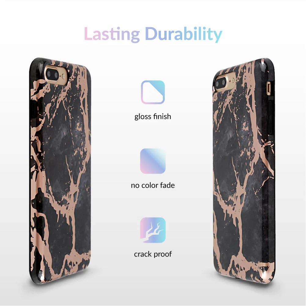 Black Marble Rose Gold Chrome iPhone Case - Image 23
