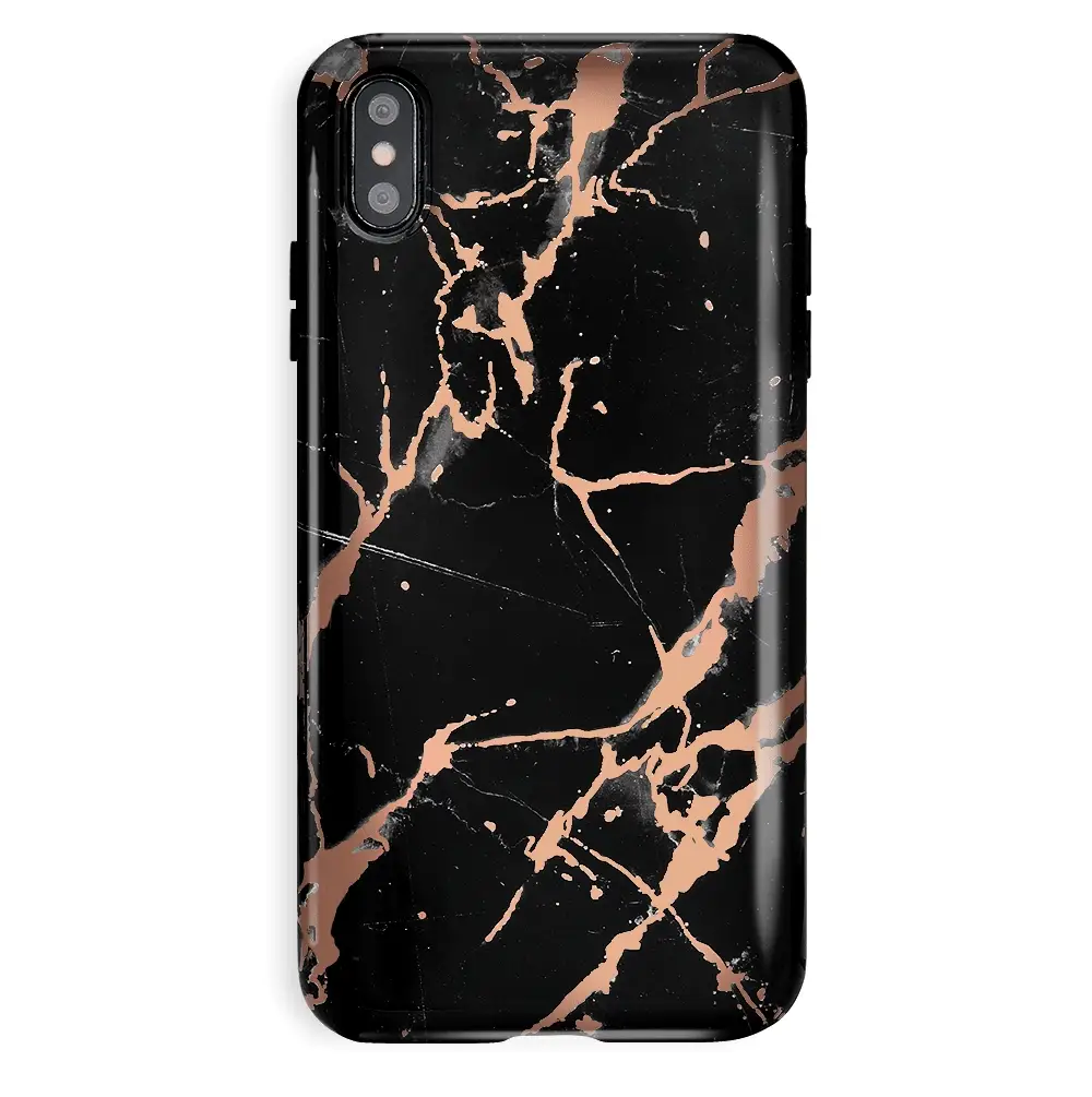 Black Marble Rose Gold Chrome iPhone Case - Image 35