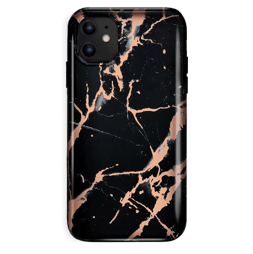Black Marble Rose Gold Chrome iPhone Case - Image 40