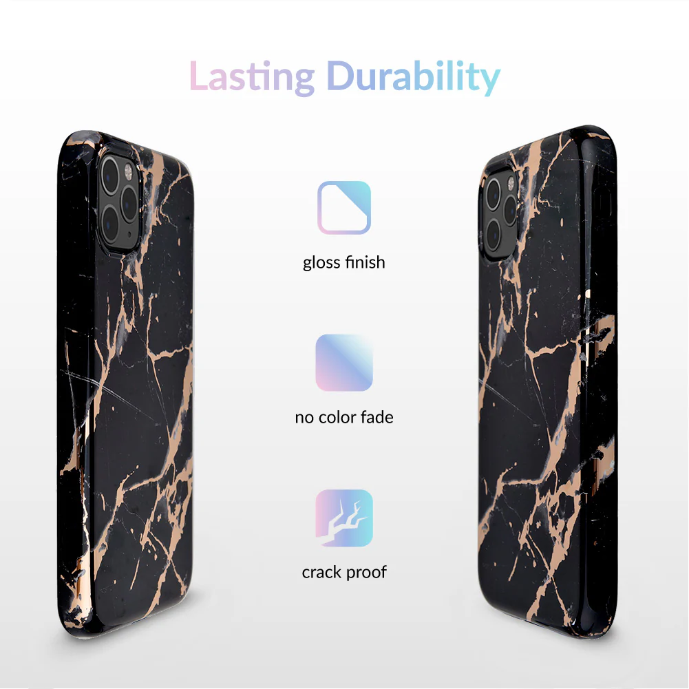 Black Marble Rose Gold Chrome iPhone Case - Image 43