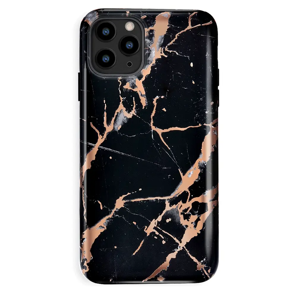 Black Marble Rose Gold Chrome iPhone Case - Image 45