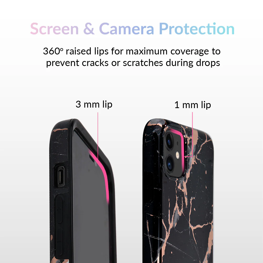 Black Marble Rose Gold Chrome iPhone Case - Image 46