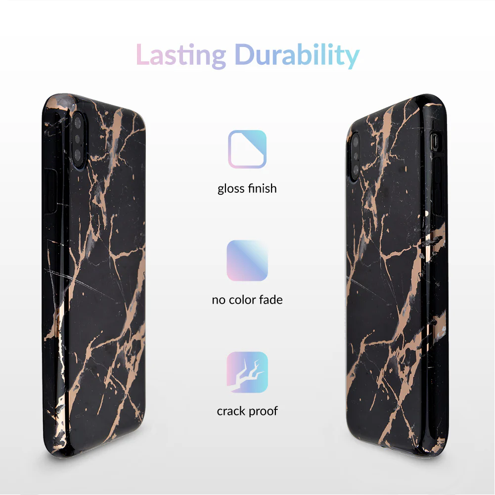 Black Marble Rose Gold Chrome iPhone Case - Image 48