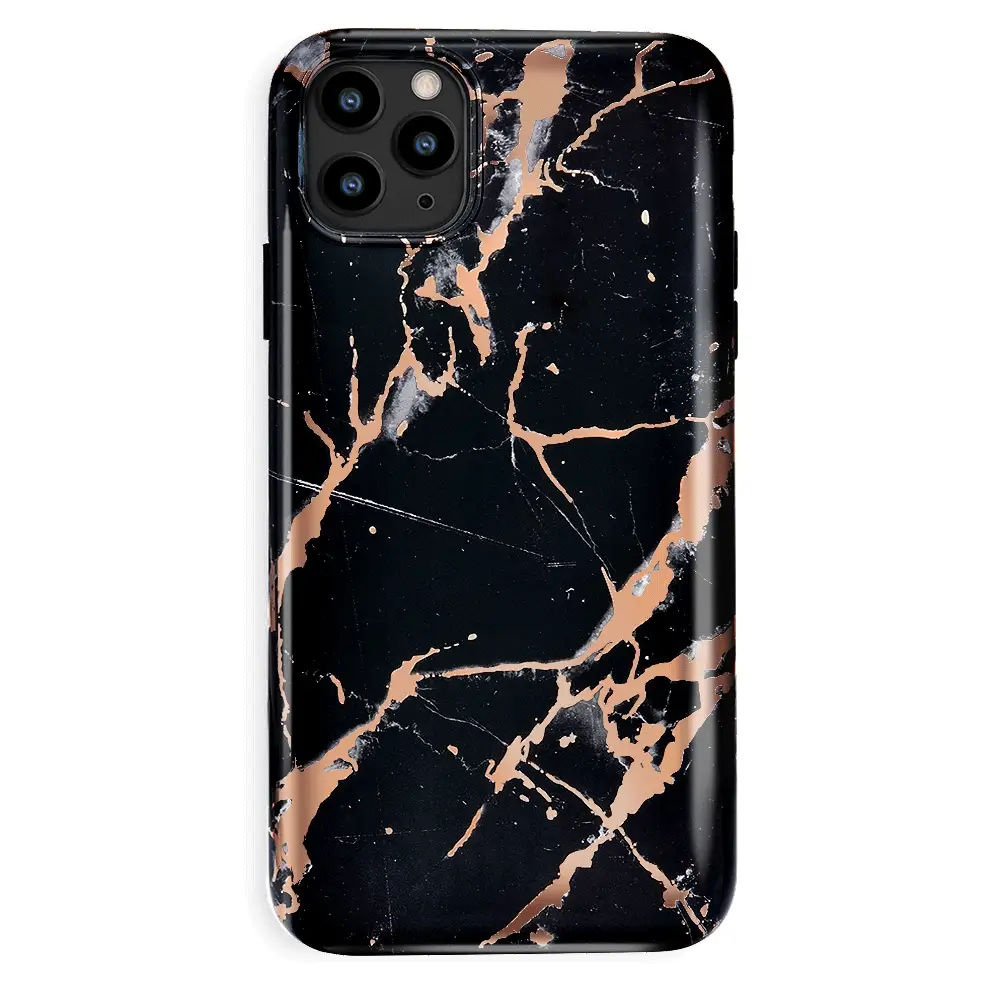Black Marble Rose Gold Chrome iPhone Case - Image 50