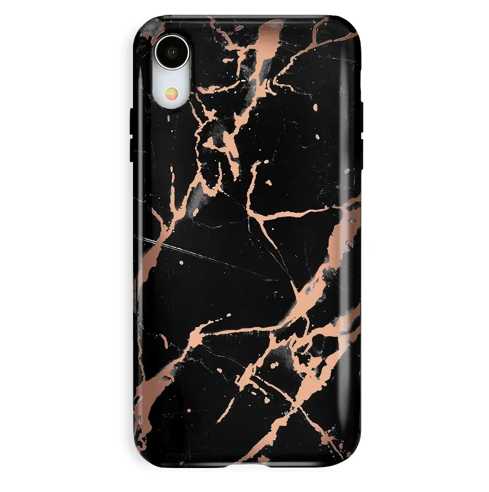 Black Marble Rose Gold Chrome iPhone Case - Image 55