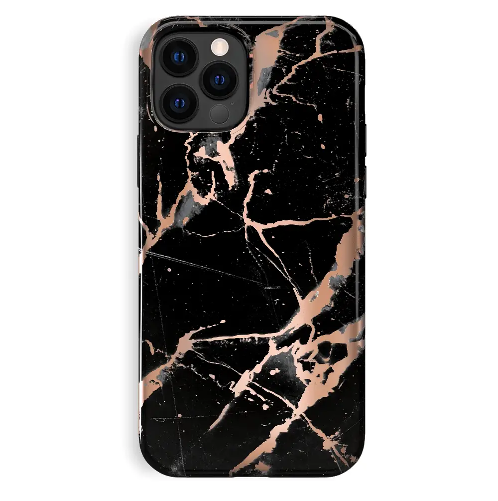 Black Marble Rose Gold Chrome iPhone Case - Image 61